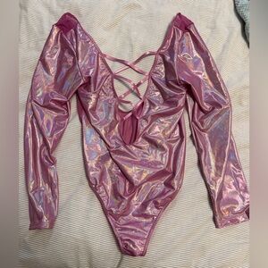 🪩 BUNDLE BOGO Iridescent Pink Bodysuit | only worn over tights